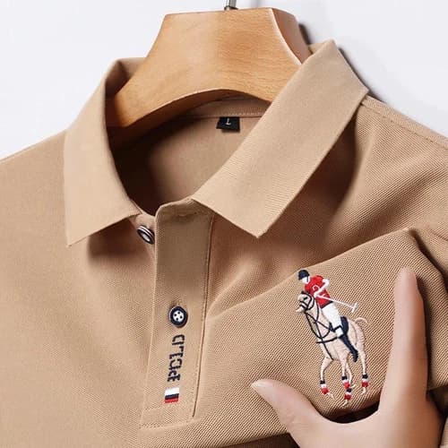 👕 Men's Embroidered Casual Fashion Polo Shirt - Short Sleeved, Summer