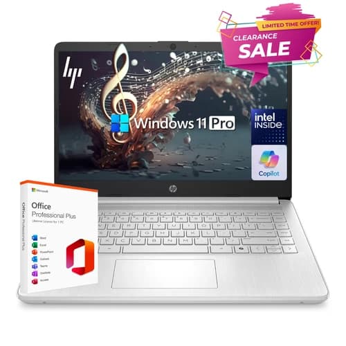 HP Laptop Computer 14" Quad-Core Intel CPU, 8GB RAM + 628GB Storage, Win 11 Pro