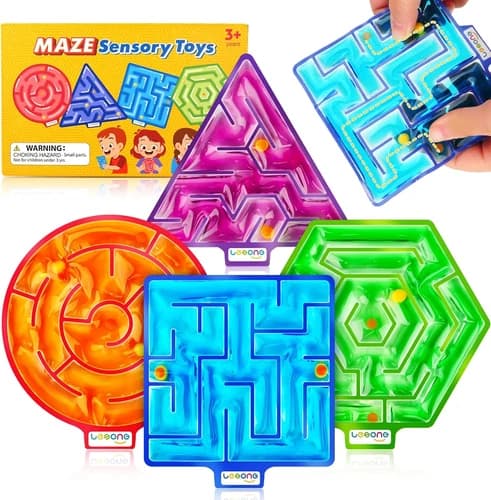 Squishy Toys Sensory Fidget Toys for Kids: 4 Pack Maze Sensory Toys for Autism -