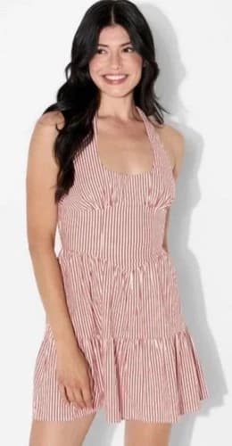 Women's Tiered Mini A-Line Dress - Wild Fable™ Red Stripe S NWT