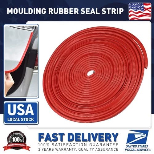 40 FT Car Door Edge Trim Red Strip Lock Guard Moulding Rubber Seal Accessories