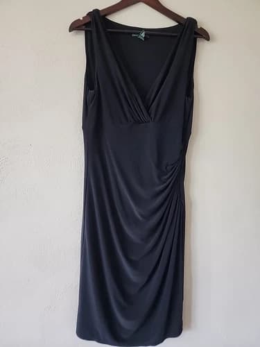 Lauren Ralph Lauren Dress Academia Slinky Ruched Formal Classic Stretch 16