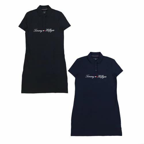 Tommy Hilfiger Women's Polo Dress Collared Knee Length Stretch Mesh Logo S Xl