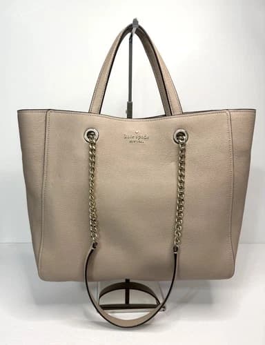 Kate Spade Beige Taupe Tote Infinite Lrg Triple Compartment K6028 Chain Shoulder