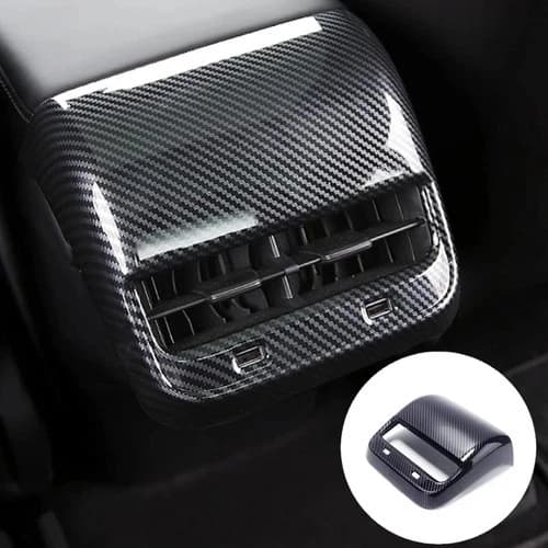 Glossy Carbon Fiber Rear Air Vent Outlet Cover Trim For Tesla Model 3/Y US 17-23