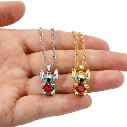 Stitch Heart Necklace Movie Television Jewelry Lilo & Stitch Cartoon Pendant