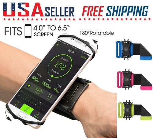 Cell Phone Sports WristBand Running Jogging Bag Cover 180° Rotating Holder
