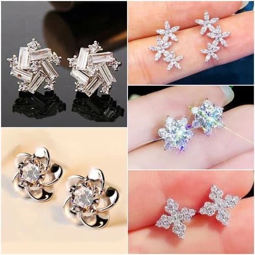 Elegant 925 Silver Stud Earring Women Cubic Zircon Wedding Jewelry Gift