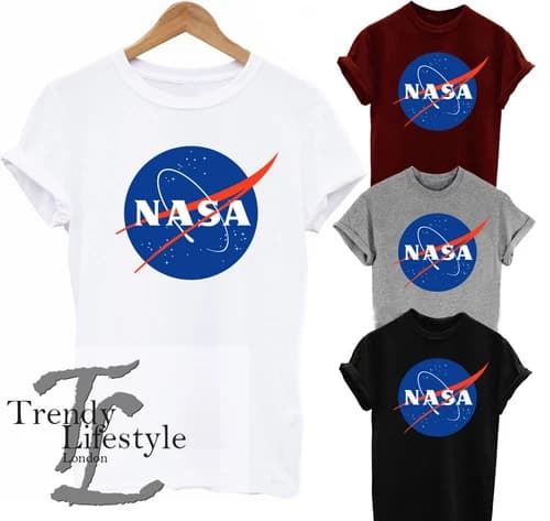 NASA SPACE LOGO PRINT ASTRONAUT TRENDY GEEK MENS KIDS UNISEX T-SHIRT 4 COLORS