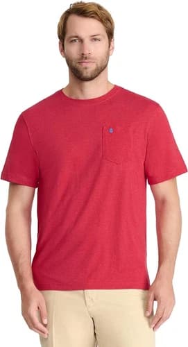 IZOD Men's Saltwater Soft Wash Pocket Crew T-Shirt, Glossy Red, X-Large