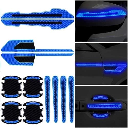 12x Car Accessories Door Handle Protector Strips Anti Scratch Reflective Sticker