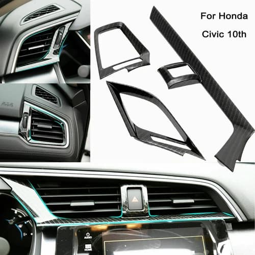 Carbon Fiber Style Dashboard Air Vent Cover Case For Honda Civic 10th 2016-2021
