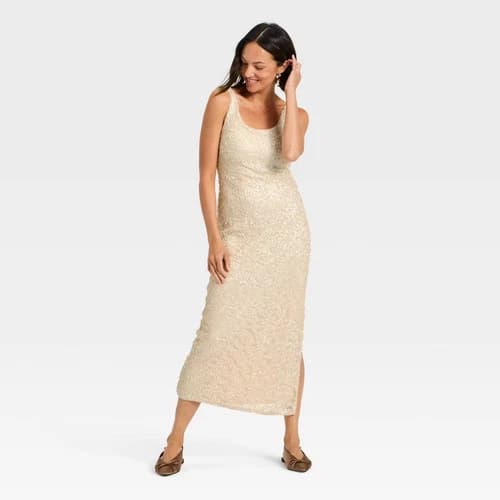 Women's Sequin Slip Maxi Dress - A New Day