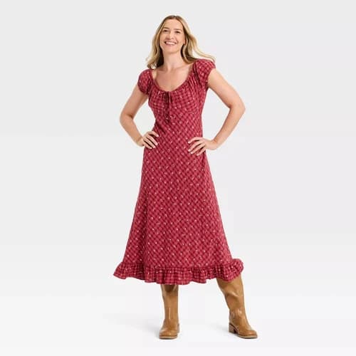 Women's Puff Short Sleeve Ankle Sundress - Universal Thread