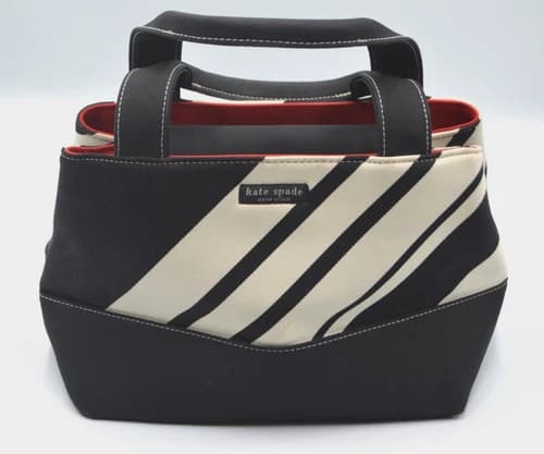 Kate Spade Monaco Bag Black White Striped 90s Purse Footed Bottom Needs Cleaning