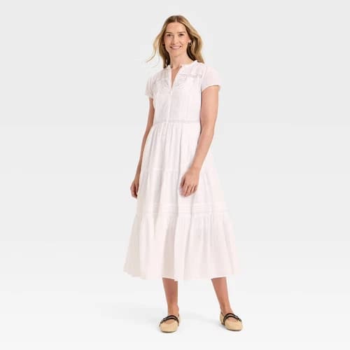 Women's Short Sleeve Lace Maxi Sundress - Universal Thread