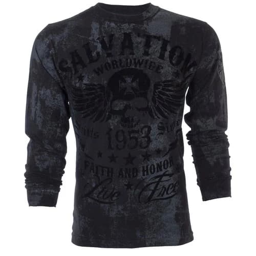Archaic Affliction Men's Men's Thermal shirt BLACK TIDE Black Biker S-3XL