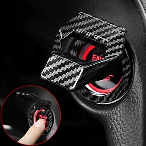1Pc Carbon Fiber Car Engine Start Stop Push Button Switch Cover Trim Accessories