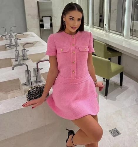 NWT_ ZARA SS24 SHORT STRUCTURED DRESS ZW COLLECTION Mid-pink 3292/413_S-XL