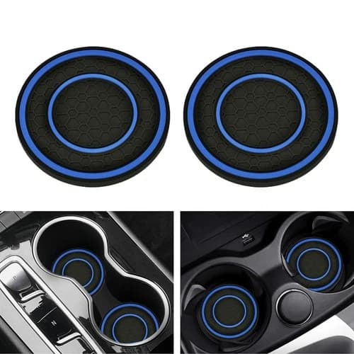 2x Blue Silicone Car Cup Holder Non-Slip Mat Insert Coaster Pad Accessories