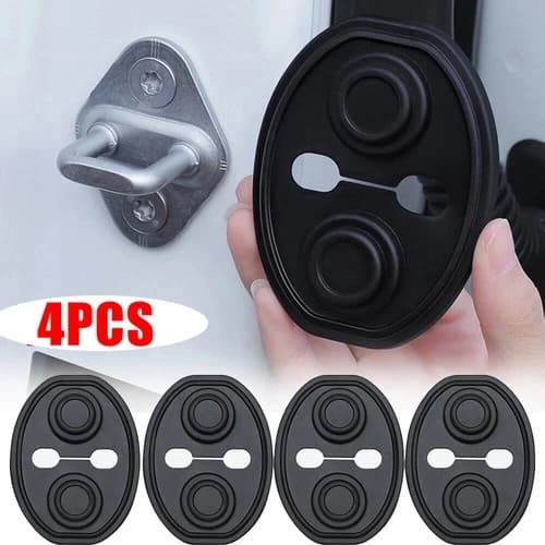 4pcs Car Door Lock Protective Cover Silicone Shockproof Cushion Trim Accessories