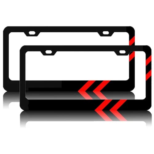 2pcs Metal For Dodge Accessories Red Car Truck License Plate Frame Black Covers