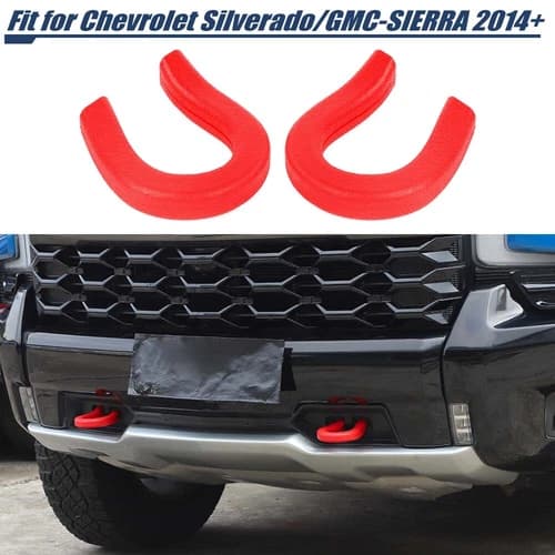 TPE Red Front Bumper Tow Hook Trailer Cover Trim For Chevy Silverado SIERRA 14+