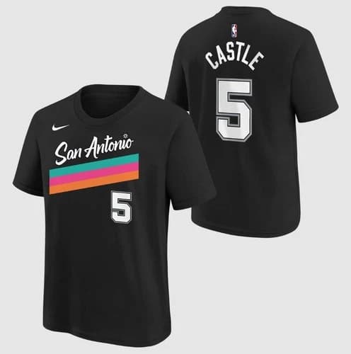 Spurs 2025-2026 City Edition Name and Number 5 Castle T-Shirt - Black
