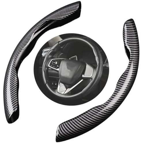 For Dodge Carbon Fiber Black Car Steering Wheel Booster Cover Accessories 2PCS