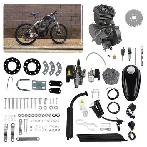 100cc 2-Stroke Engine Motor Kit for Motorized Bicycle Bike Gas Powered silver