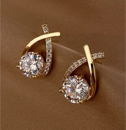 Womens 18k Gold Plated Hoop Earrings Crystal Drop Dangle Elegant Fashion Jewelry