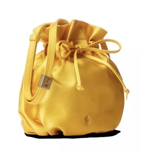 Polo Ralph Lauren The Pony Pouch Drawstring purse Yellow Signature Pony Embossed