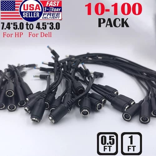 LOT DC/AC Power Charger Converter Adapter Cable 7.4mm To 4.5mm For HP/Dell