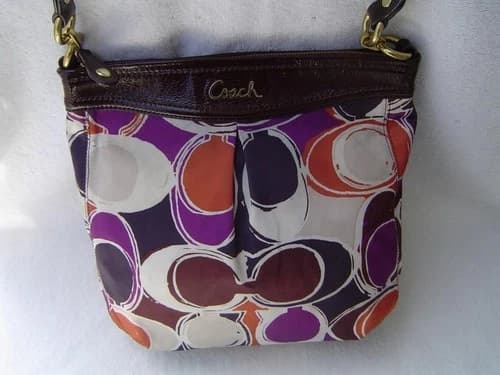 AUTHENTIC COACH HAND DRAWN SCARF PRINT SATIN HOBO BAG #20016 GUC