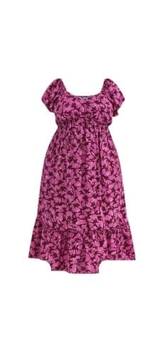 Terra & Sky Women Plus Orchid Floral Smocked Midi Dress Flutter Sleeve Upick New