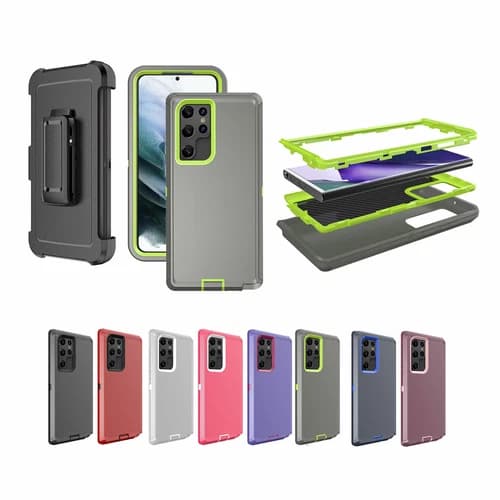 Heavy Duty Hybrid Defender Rugged Case for Samsung Galaxy S22 Ultra