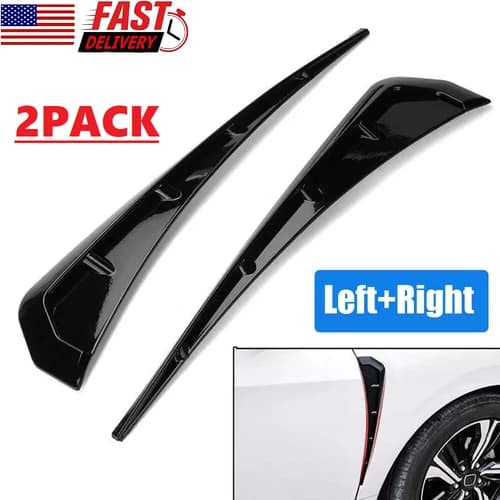 2Pcs Sport Black Soft TPU Side Fender Vents Air Wing Cover Trim Car Accessories
