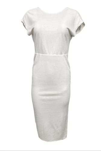 HoodLamb Women's Ivory Knit V-Back Maxi Hemp Dress 420 NWT