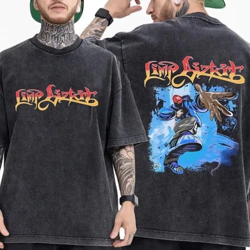 Limp Bizkit T-Shirts Washed Cotton Graphic Print Rock Band Tees LIMP BIZKIT