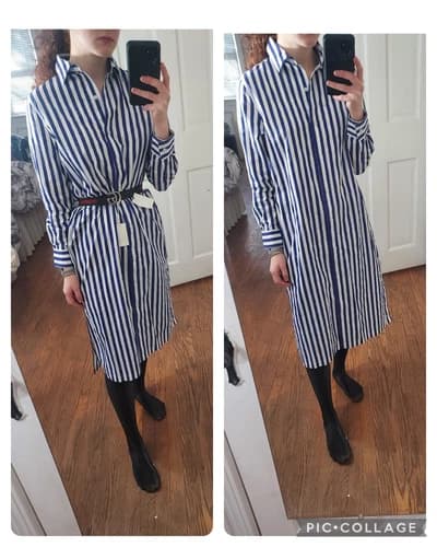 Steve Madden Purple White Striped Shirt Dress Size X-Small XS New