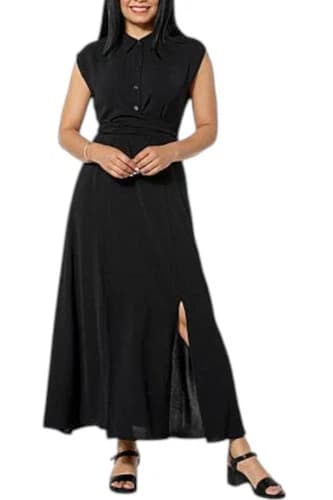 Nina Leonard Women's Textured Wave Wrap Waist Maxi Dress Black