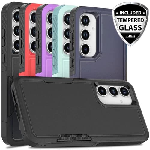For Samsung Galaxy A35 5G Case Heavy-Duty Tough Dual Layer Cover +Tempered Glass