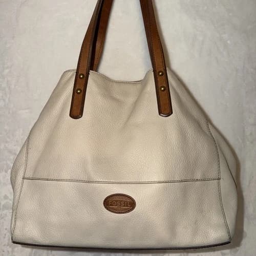 AUTHENTIC FOSSIL Ivory Leather Bag Shoulder Bag Purse