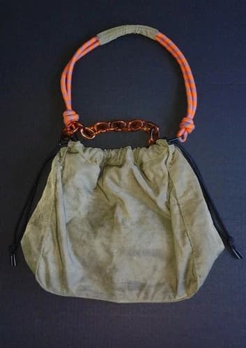 Rotunda Sant Hobo Bag Green Purse W/Brown Chain