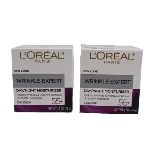 2 PACK L'Oreal Wrinkle Expert 55+ Anti-Aging Face Moisturizer 1.7 oz Each