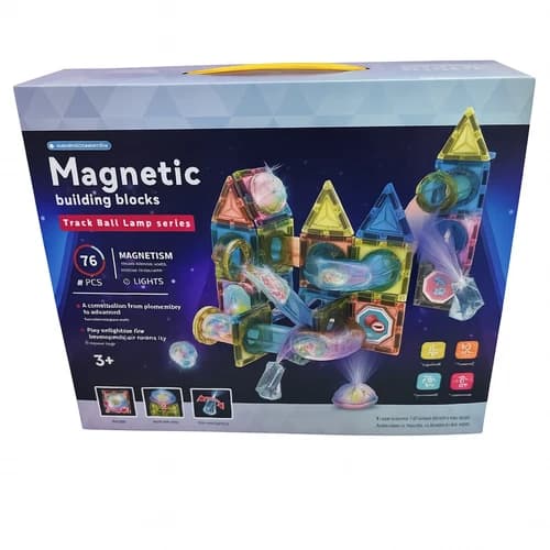 76pcs Light-Up Magnetic Tiles for Kids – STEM Building Blocks Toy Set with LED T
