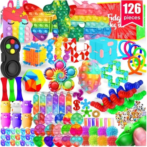 Fidget Toys, 126 Pack Party Favors for Kids 8-12 4-8, Sensory Toys Bulk Autism A