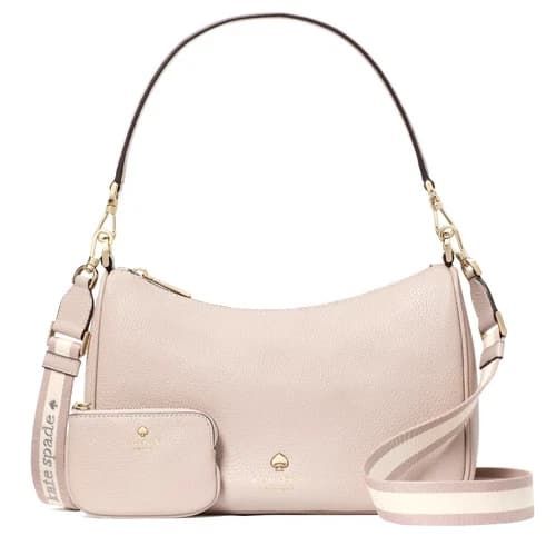 New Kate Spade Emma Medium Shoulder Bag Pebble Leather Cozy Grey