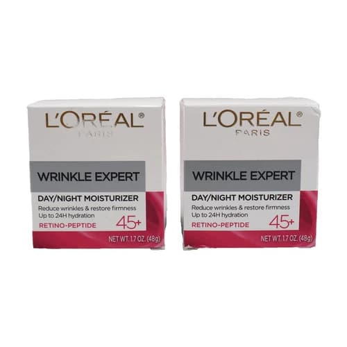 2 PACK L'Oreal Paris Wrinkle Expert 45+ Anti-Aging Face Moisturizer 1.7 oz Each