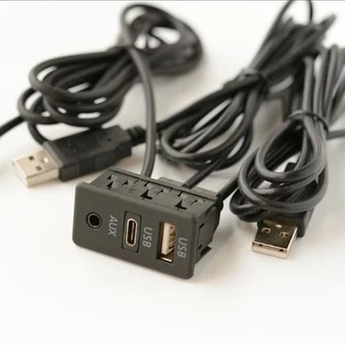 150CM AUX Type C USB Ports Panel Extension Cable Adapter Car Dash Accessories